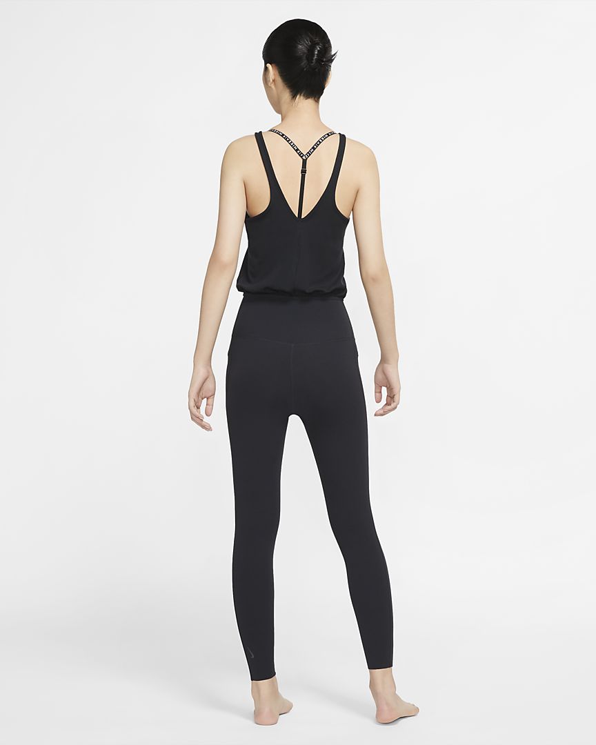 Nike Yogo jumpsuit for women, black, high-quality fabric, perfect for workouts